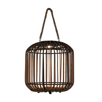 Rattan Outdoor Lantern with Rope Handle