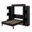 Lit escamotable avec armoires de rangement et lumières DEL Murphy, lit escamotable pliable en bois avec tête de lit rembourrée