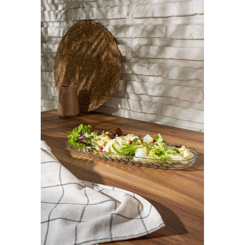 Élégante assiette de service en forme de bateau de 13 po, 100% verre, 13 x 5,1 x 1,2 po | Conception sans BPA et lavable au lave-vaisselle | Parfait pour recevoir et servir des plats, un ajout élégant et fonctionnel à votre vaisselle
