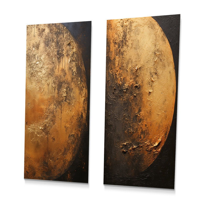 Bronze poutre de lune - ensemble de 2 impressions sur métal lune, H 28 po x l 24 po