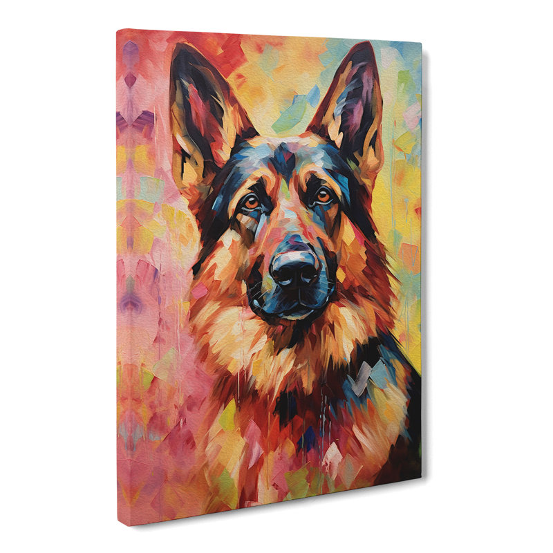 German Shepherd Impressionism - Wrapped Canvas Print, 50cm H x 35cm W x 3cm D