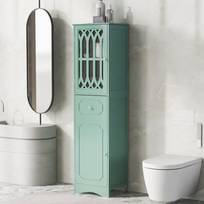 Tall Bathroom Cabinet, Freestanding Storage Cabinet With Drawer And Doors, MDF Board, Acrylic Door, Adjustable Shelf
