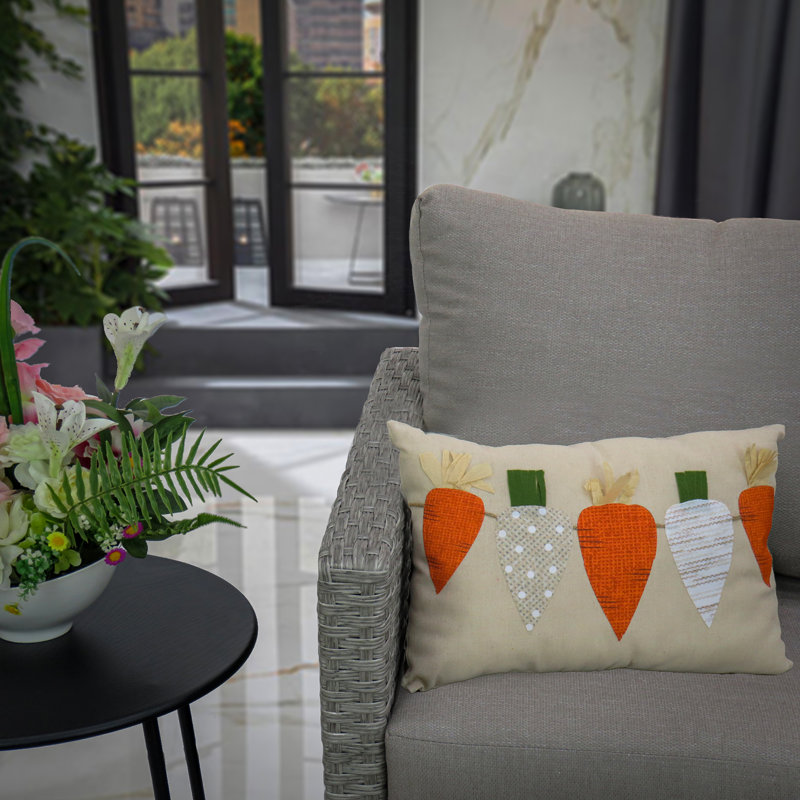 National Tree Company 18"x10" String of Carrots Easter Pillow