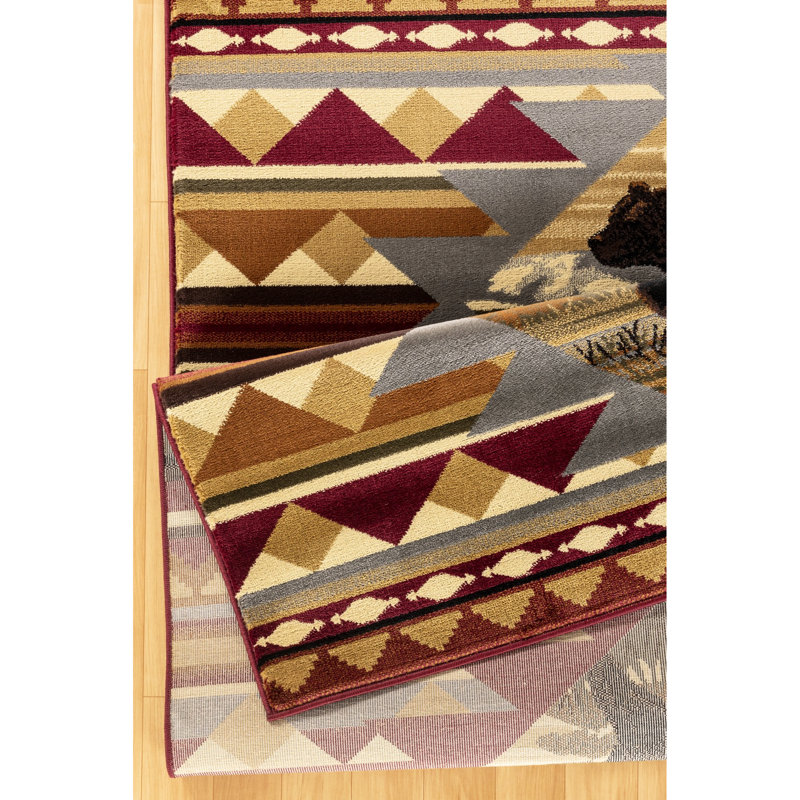2 pi 7 po Tapis X 3 Lodge, polypropylène rouge, tapis en polypropylène décoloré, po, étonnant