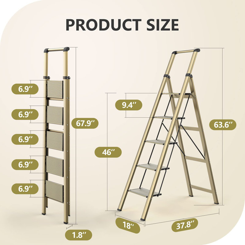 5 - Step Aluminum Lightweight Folding Step Ladder