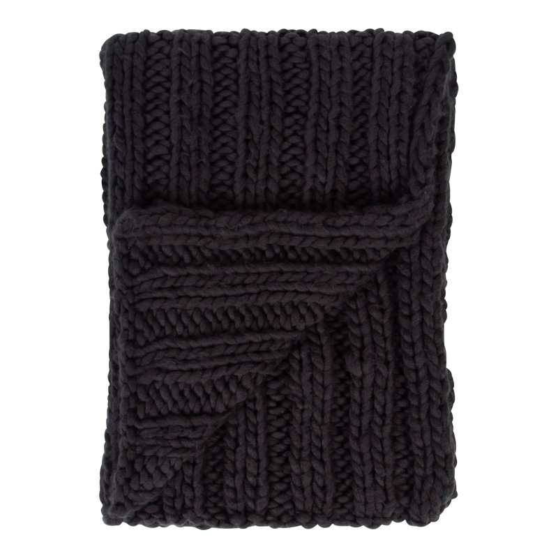 Chunky Knit Throw Blanket, Black
