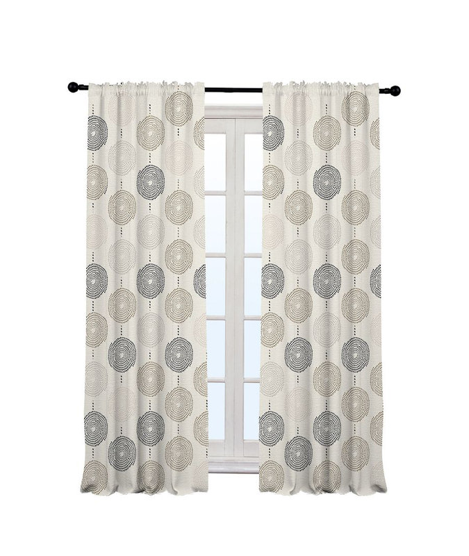 Spiral-Patterned Bohemian Single Panel Curtain, Ecru, 140cm Width x 225cm Drop