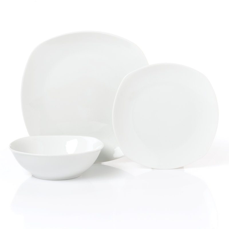 Waterside 12pc White Square Porcelain Dinner Set