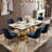 Modern 66.93" Faux Marble Rectangular Dining Table with Stanless Steel Base for 6-1028498338