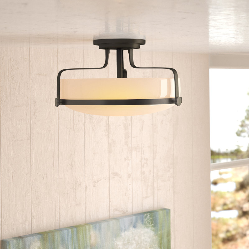 Harper Three Light 18" Retro Bowl Semi-Flush Mount Ceiling Light, Oil Rubbed Bronze, Incandescent