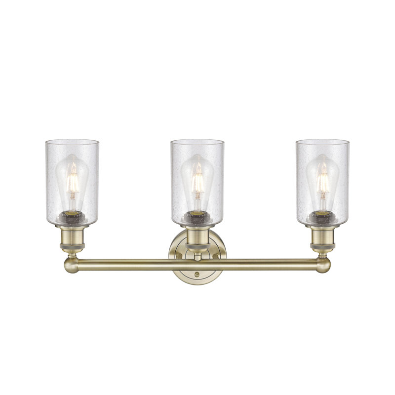 Éclairage pour meuble-lavabo de salle de bain 3 lumières 21,875 pouces Caldello, Laiton antique, Bullé
