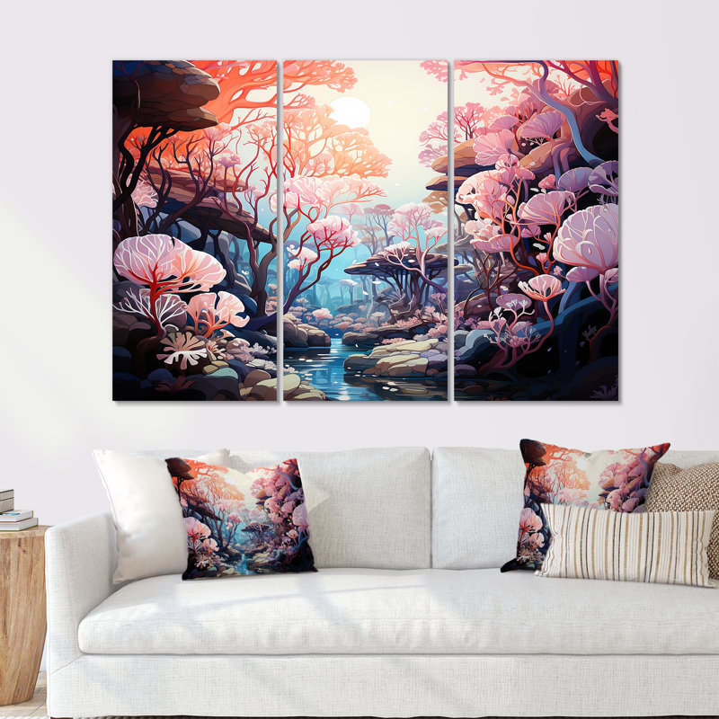 «Beautiful Scenery Under The Sea - Coastal Coral Under Water», ensemble d'art sur toile, Toile tendue