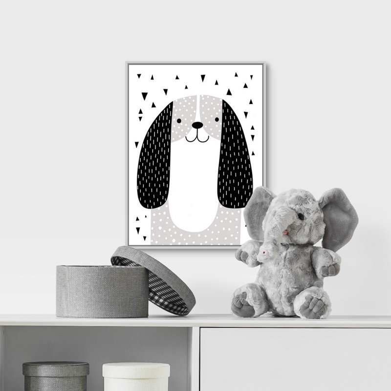 Art à motif mixte pour chien Sheard, H 16 po x l 12 po x P 1,75 po, Cadre flottant blanc