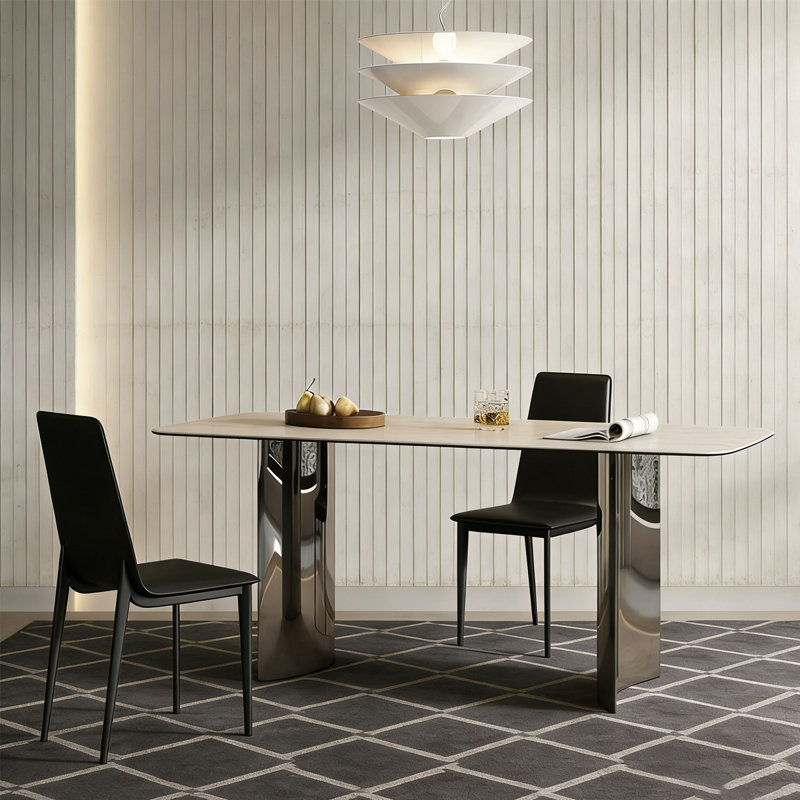 Table de salle à manger de luxe italienne légère, H 29,53 po x L 55,12 po x l 31,5 po