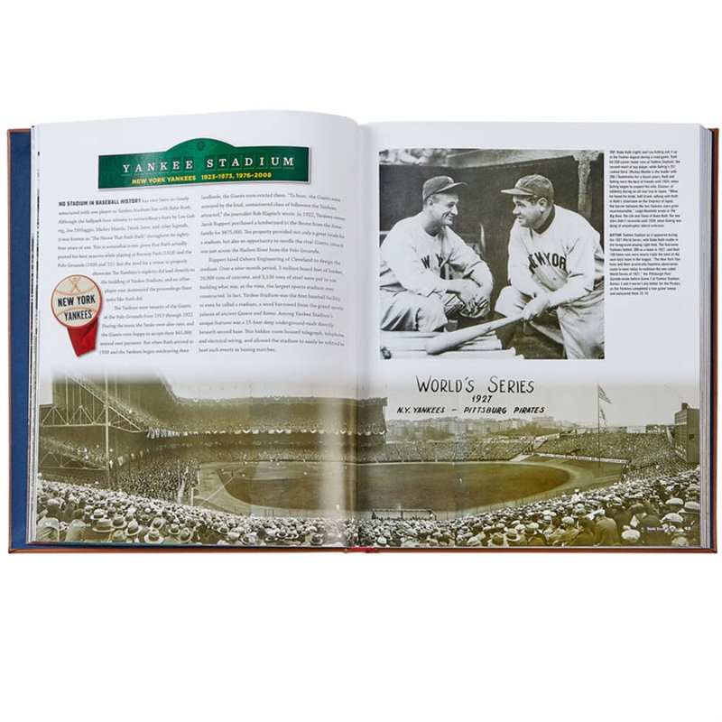 Graphic Image Ballparks Past And Present Coffee Table Book, Leather, Tan