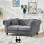 63"Chesterfield ?Tech Fabric Sofa,High-Tech Fabric Roll Armrest Sofa,Upholstered Mid Century Modern Couch,2 Seater Couch For Living Room, Office, Apartment, Brown-1391388594-1391388595