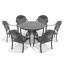 Ensemble de 7 pièces de mobilier de patio en aluminium coulé avec cadre noir et coussins de siège rouges