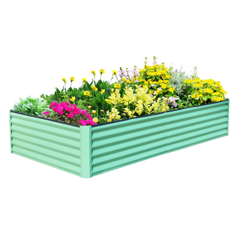 Lit de jardin surélevé galvanisé 6X3X1.5Ft, Vert
