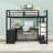 Metal Loft Bed with L-Shaped Desk and Storage Shelves-1333875546-1333875547