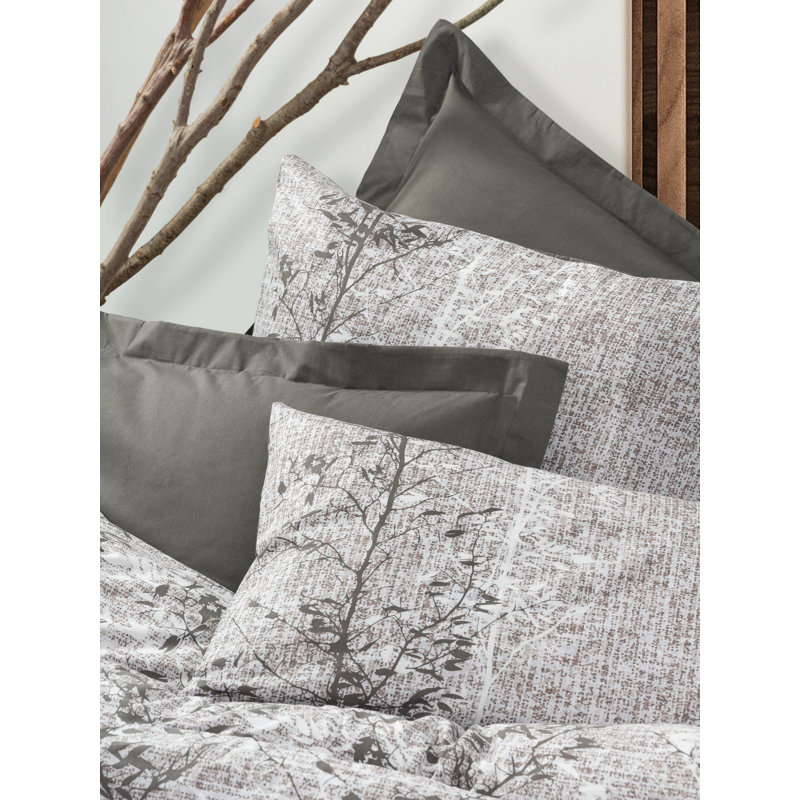Premium Ranforce Super King Quilt Cover Set, 100% Cotton, Brown & White, 102.4 x 86.6 inches | Includes 2 Pillowcases (19.7 x 31.5 inches), Machine Washable, Pigment Printing, Stylish Button Closure Design