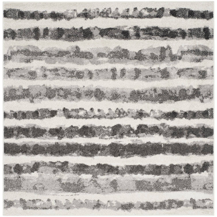Bethlyn Striped Ivory/Charcoal Area Rug