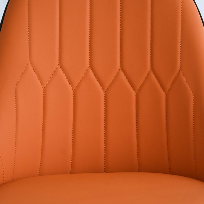 Ensemble de 2 chaises de salle à manger modernes avec un design ergonomique et un revêtement en fer doux, Orange / Brun foncé