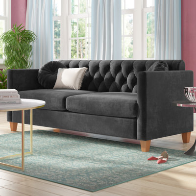 Canapé à accoudoirs carrés en velours 79,5 po Cayler