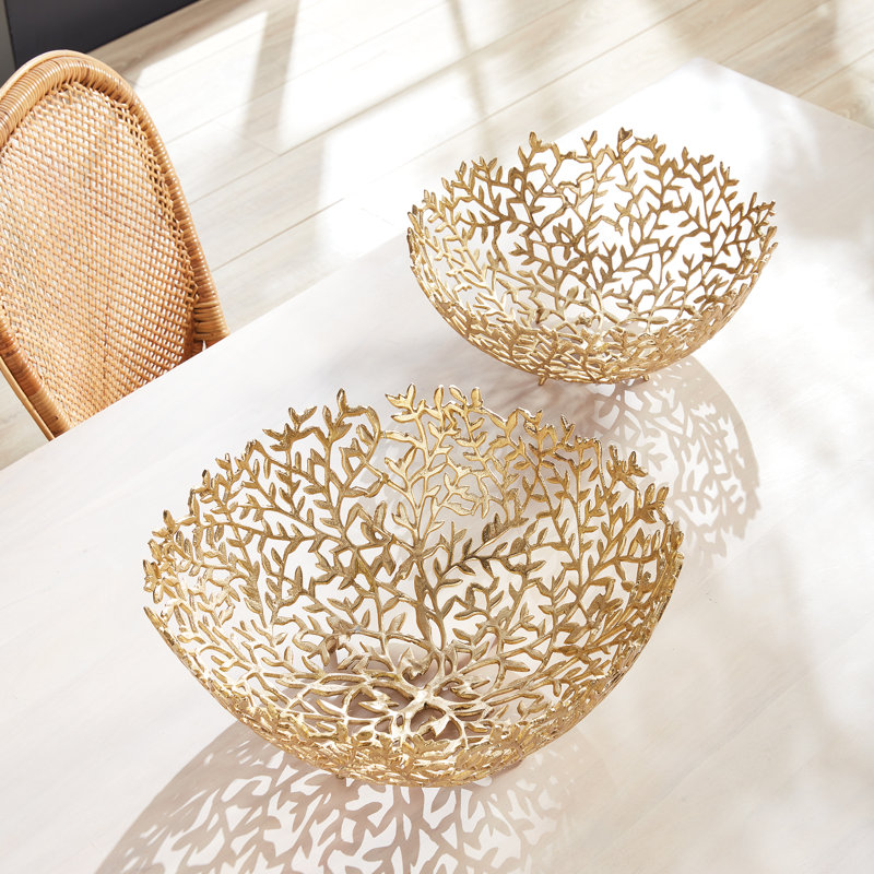 Ensemble de bols décoratifs en aluminium 2 pièces Javonne