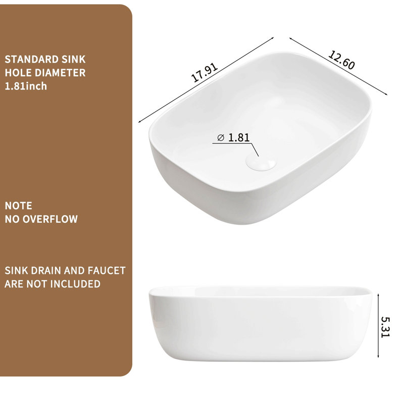 Bathroom Small Vessel Sink Above Counter White Porcelain Ceramic Oval Rectangle Bathroom Vanity Sink Bowl Lavatory Wash Basin