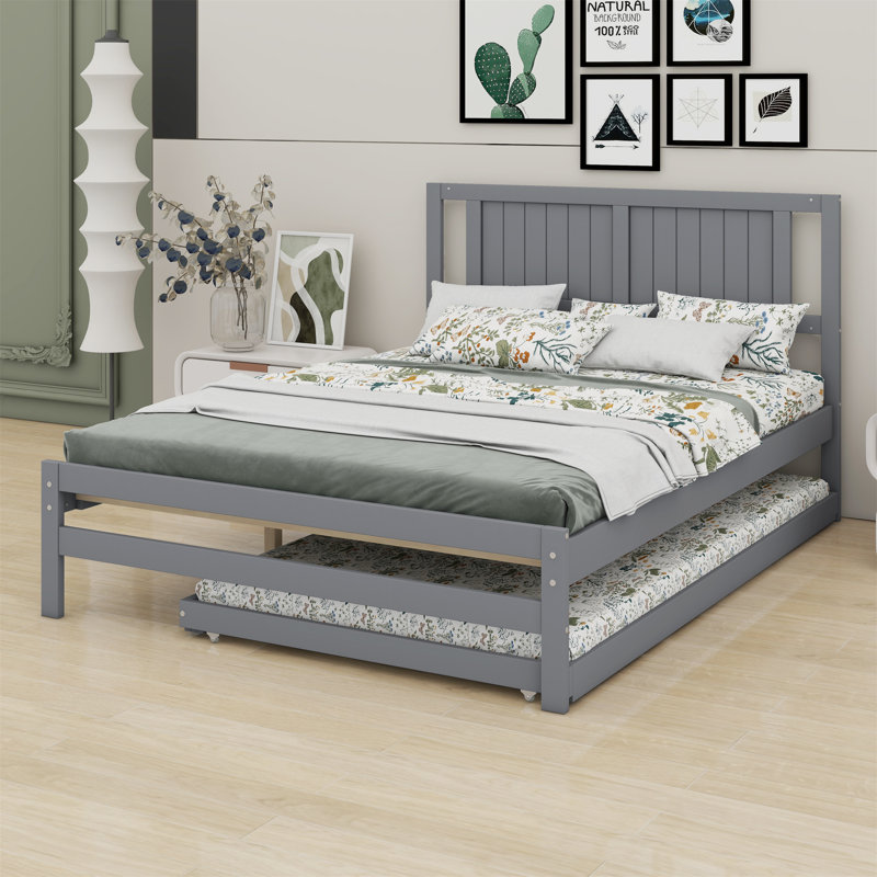Platform Bed With Adjustable Trundle