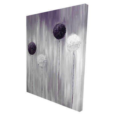 Fleurs d'allium mauves - toile grise contemporaine