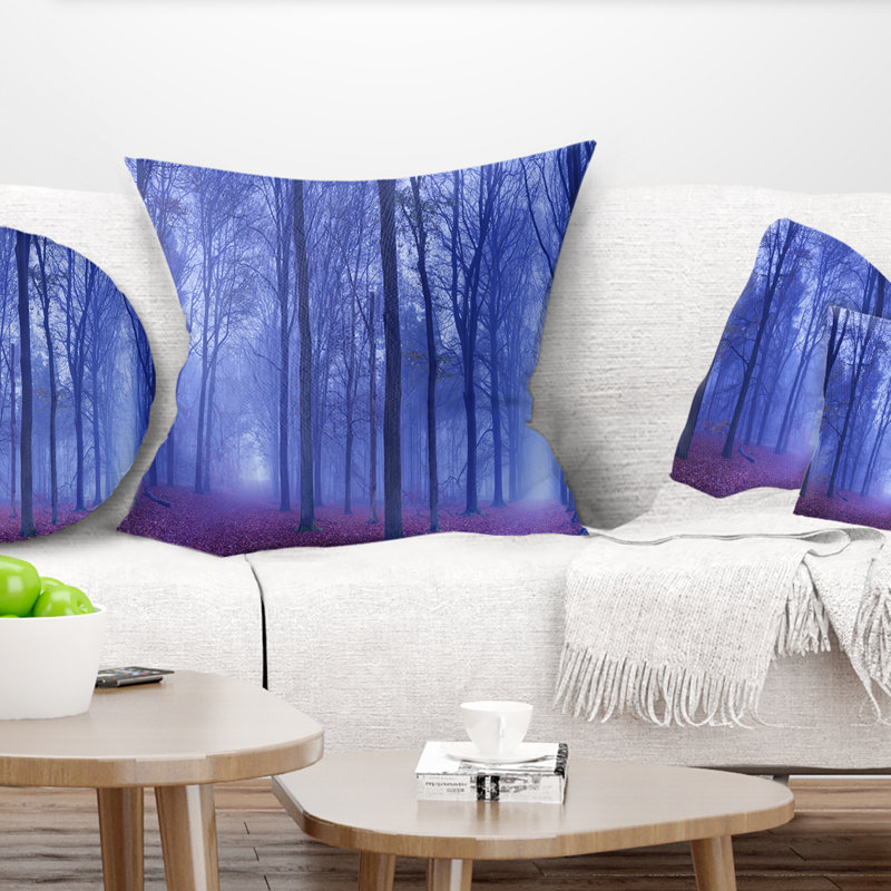 Coussin paysage à imprimé deux chemins, 18 po x 18 po, Coussin décoratif
