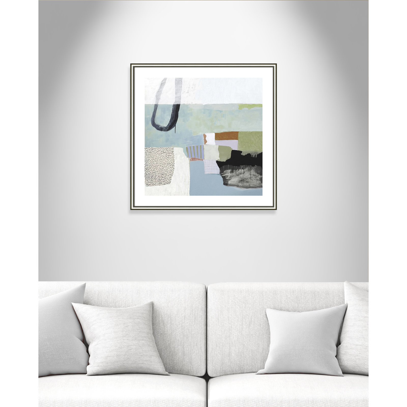 Concorde "Blue Rhythm" Painting by Nathaniel Mather, 28.75" H x 28.75" W x 0.875" D, Silver Framed Paper, White