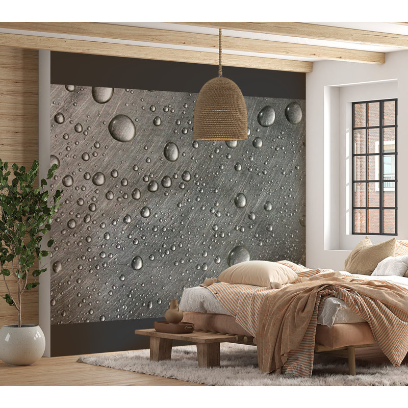 Murale Surface en acier avec gouttes d'eau, L 121 po x l 157 po