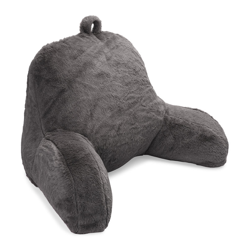  Coussin de dossier en fausse fourrure, Gris foncé