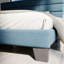 Lit plateforme Elison avec tête de lit tapissier en tissu et lattes en bois-816442008-808930973