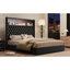 Cadre de lit doux en velours pour grand lit avec port USB et veilleuse, tête de lit de 52 po de hauteur avec décoration rivetée, lit plateforme à oreilles avec tablette de tête de lit, noir-1069295375-1069295377