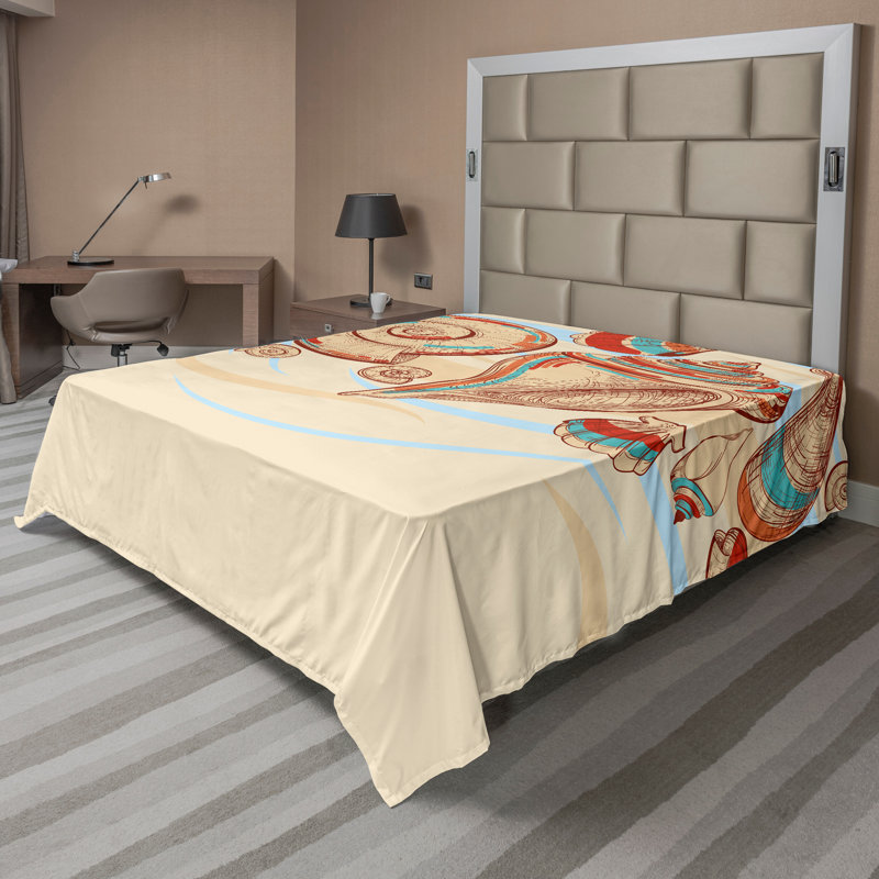 Drap-housse bleu marine crème Ambesonne, Drap plat pour très grand lit californien