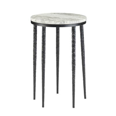 Round White Marble Accent_End Table