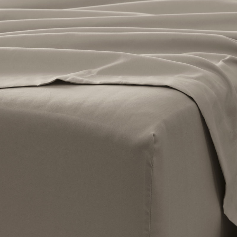 Sateen Double Brushed Microfiber Sheet Set, Sandalwood, Cal.King Sheet Set + Fitted Sheet + 2 Pillowcase