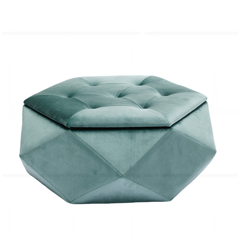 Repose-pieds en velours de rangement élégant, Vert