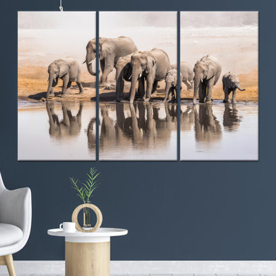 Élégante toile imprimée: grand safari, éléphants d'Afrique, toile 3P