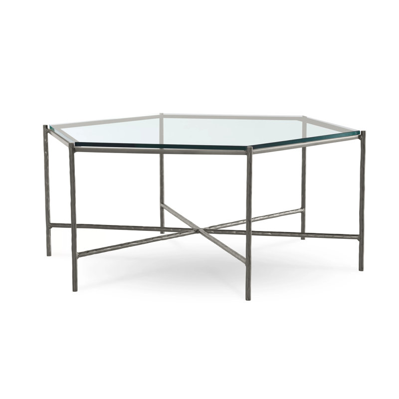 Athena Glass Top Coffee Table, Gunmetal, Clear, Glass
