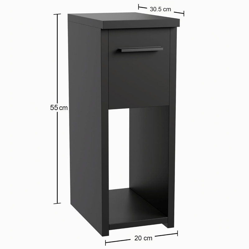 20cm W Manufactured Wood Bedside Table, Black