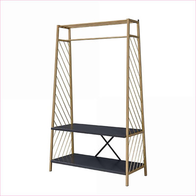  Portemanteau à 2 niveaux avec porte d'entrée en métal brossé et noir mat