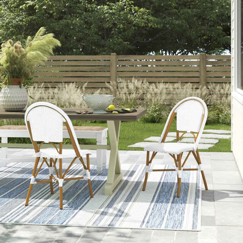 Chaise d'appoint de patio en osier / rotin Casidy, Blanc