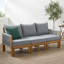 Lit de jour convertible d'extérieur en bois d'acacia - Canapé de patio imperméable avec accoudoirs tissés à la corde-1647172423