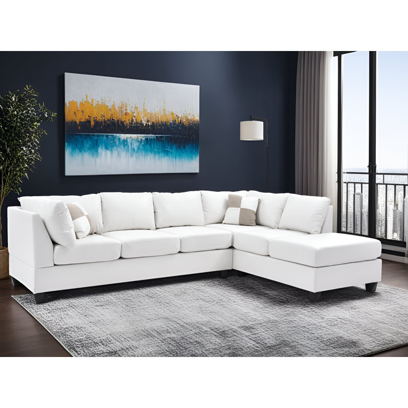 Canapé modulaire Belize, Simili cuir blanc