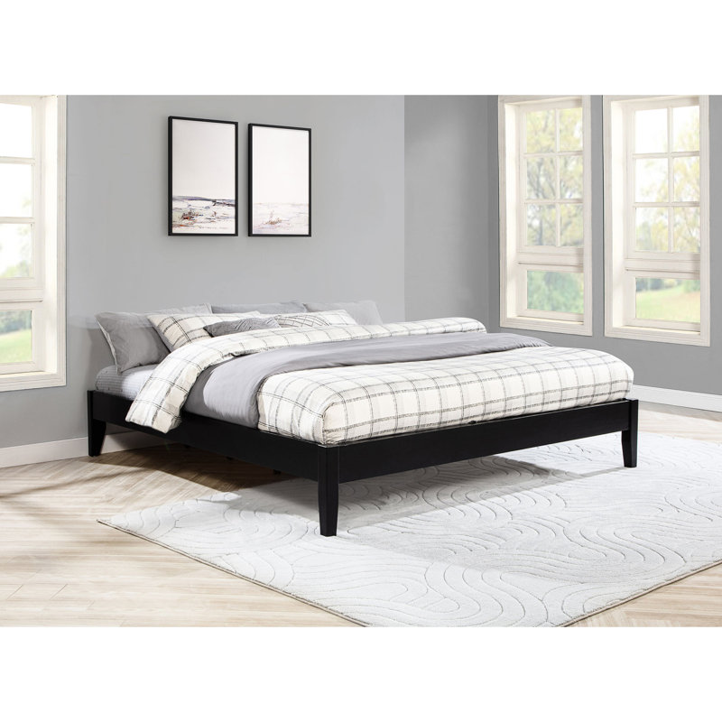 Lit plateforme très grand noir, profil bas avec base à lattes, adaptabilité universelle, fabrication en bois massif de chambre à coucher séduisante, sans sommier, profil, charisme