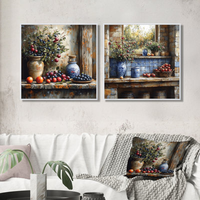 Farm Kitchen Earthy Delights I - Art mural de cuisine - Toile d'art murale traditionnelle 2 pièces